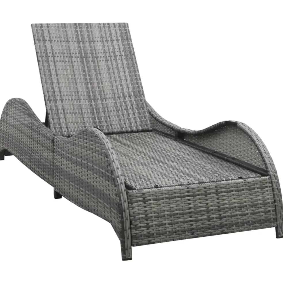 vidaXL Ligbed met kussen poly rattan antraciet