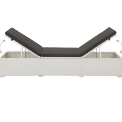 vidaXL Ligbed met kussen poly rattan wit
