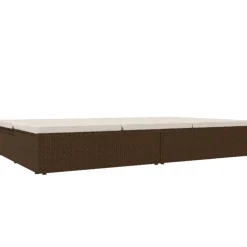 vidaXL Ligbed met kussens converteerbaar poly rattan bruin