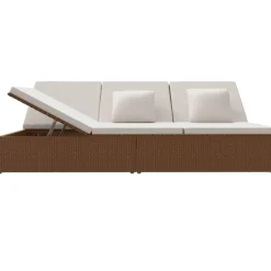 vidaXL Ligbed met kussens converteerbaar poly rattan bruin