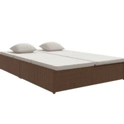 vidaXL Ligbed met kussens converteerbaar poly rattan bruin