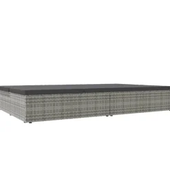 vidaXL Ligbed met kussens converteerbaar poly rattan donkergrijs