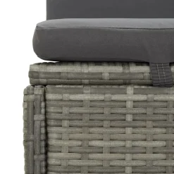 vidaXL Ligbed met kussens converteerbaar poly rattan donkergrijs