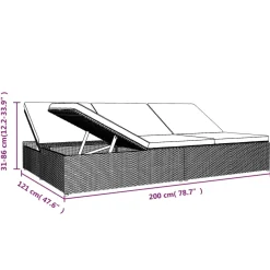 vidaXL Ligbed met kussens converteerbaar poly rattan donkergrijs