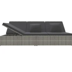 vidaXL Ligbed met kussens converteerbaar poly rattan donkergrijs