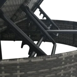 vidaXL Ligbed met kussens 2-persoons poly rattan grijs