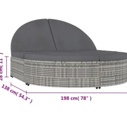 vidaXL Ligbed met kussens 2-persoons poly rattan grijs