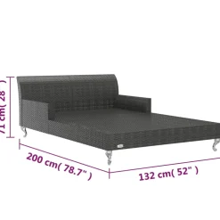 vidaXL Ligbed met kussens 2-persoons poly rattan zwart