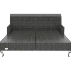 vidaXL Ligbed met kussens 2-persoons poly rattan zwart
