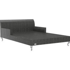 vidaXL Ligbed met kussens 2-persoons poly rattan zwart