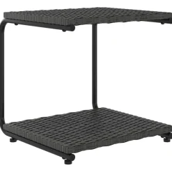 vidaXL Ligbed met kussens 2-persoons poly rattan zwart