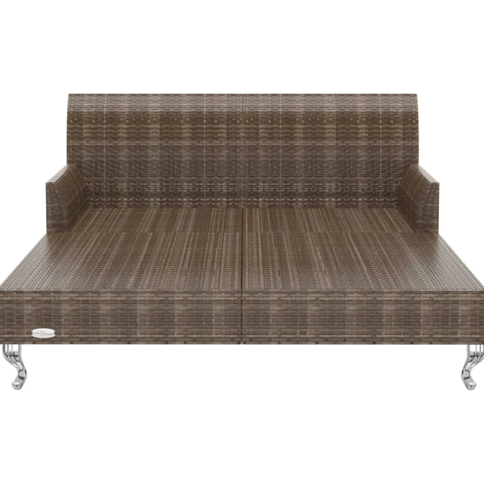 vidaXL Ligbed met kussens 2-persoons poly rattan bruin