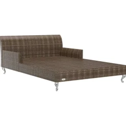 vidaXL Ligbed met kussens 2-persoons poly rattan bruin