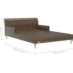 vidaXL Ligbed met kussens 2-persoons poly rattan bruin