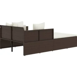 vidaXL Ligbed met kussens 182x118x63 cm poly rattan bruin