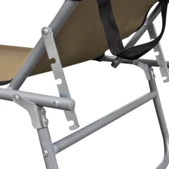 vidaXL Ligbed met luifel inklapbaar staal taupe