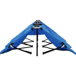 vidaXL Ligbed 2-persoons inklapbaar staal blauw