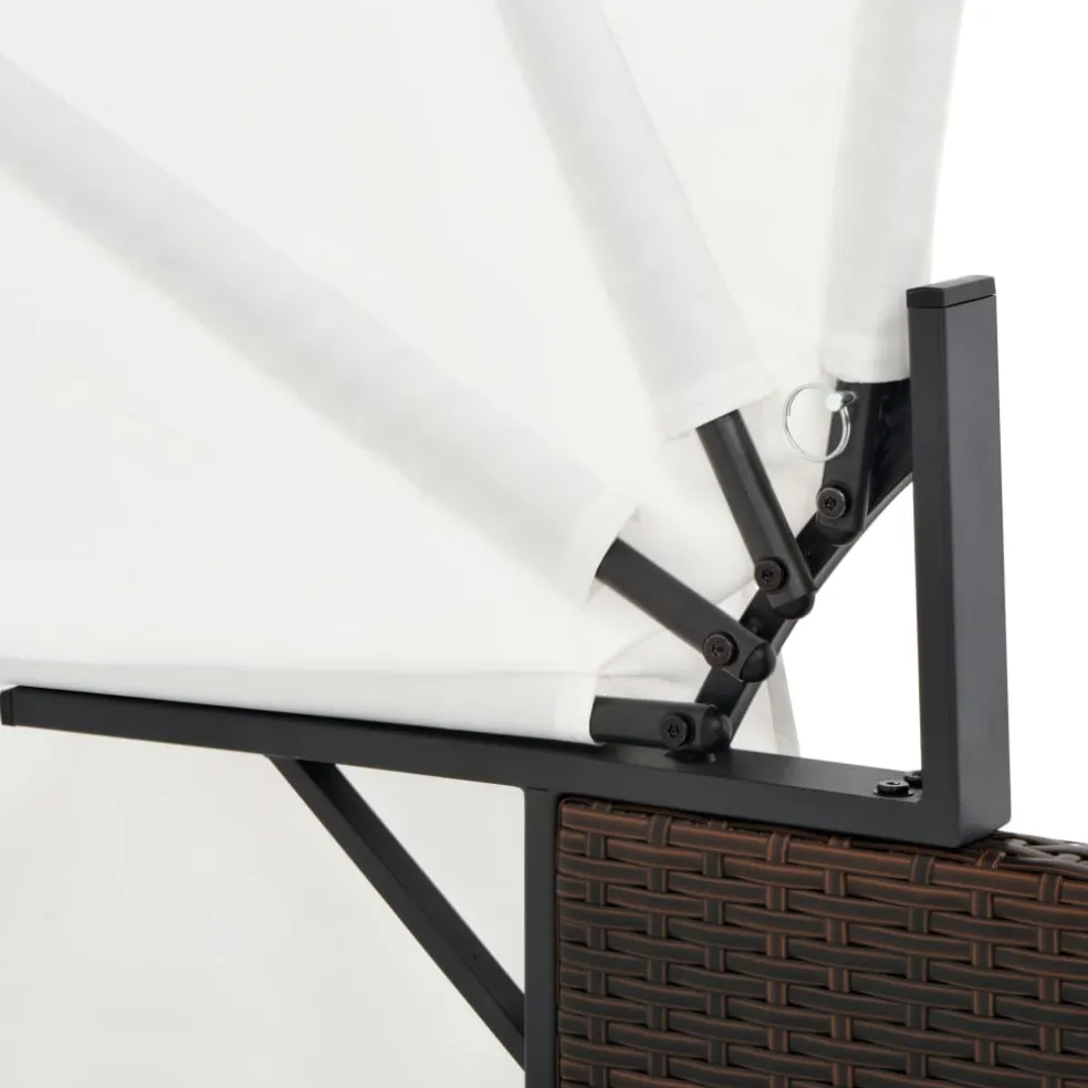 vidaXL Ligbed 2-persoons met luifel poly rattan bruin