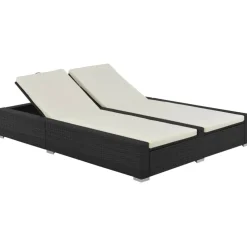 vidaXL Ligbed tweepersoons poly rattan zwart