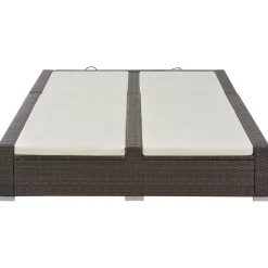 vidaXL Ligbed tweepersoons poly rattan bruin