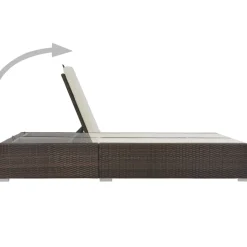 vidaXL Ligbed tweepersoons poly rattan bruin