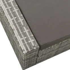 vidaXL Ligbed tweepersoons poly rattan grijs