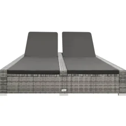vidaXL Ligbed tweepersoons poly rattan grijs