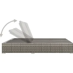 vidaXL Ligbed tweepersoons poly rattan grijs