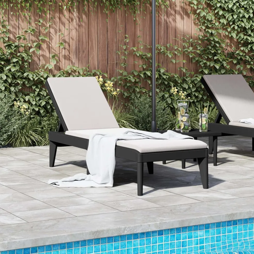 vidaXL Ligbed 186x60x29 cm polypropeen antracietkleurig