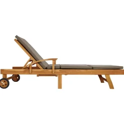 vidaXL Ligstoel met Kussen 100% Polyester Massief Teak