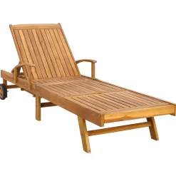 vidaXL Ligstoel met Kussen 100% Polyester Massief Teak