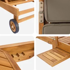 vidaXL Ligstoel met Kussen 100% Polyester Massief Teak