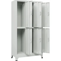 vidaXL Lockerkast met 6 vakken 90x45x180 cm staal grijs