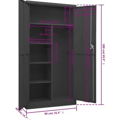 vidaXL Lockerkast 90x40x180 cm staal antracietkleurig