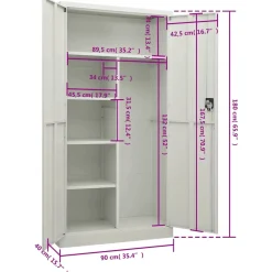 vidaXL Lockerkast 90x40x180 cm staal lichtgrijs