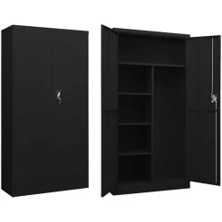 vidaXL Lockerkast 90x40x180 cm staal zwart