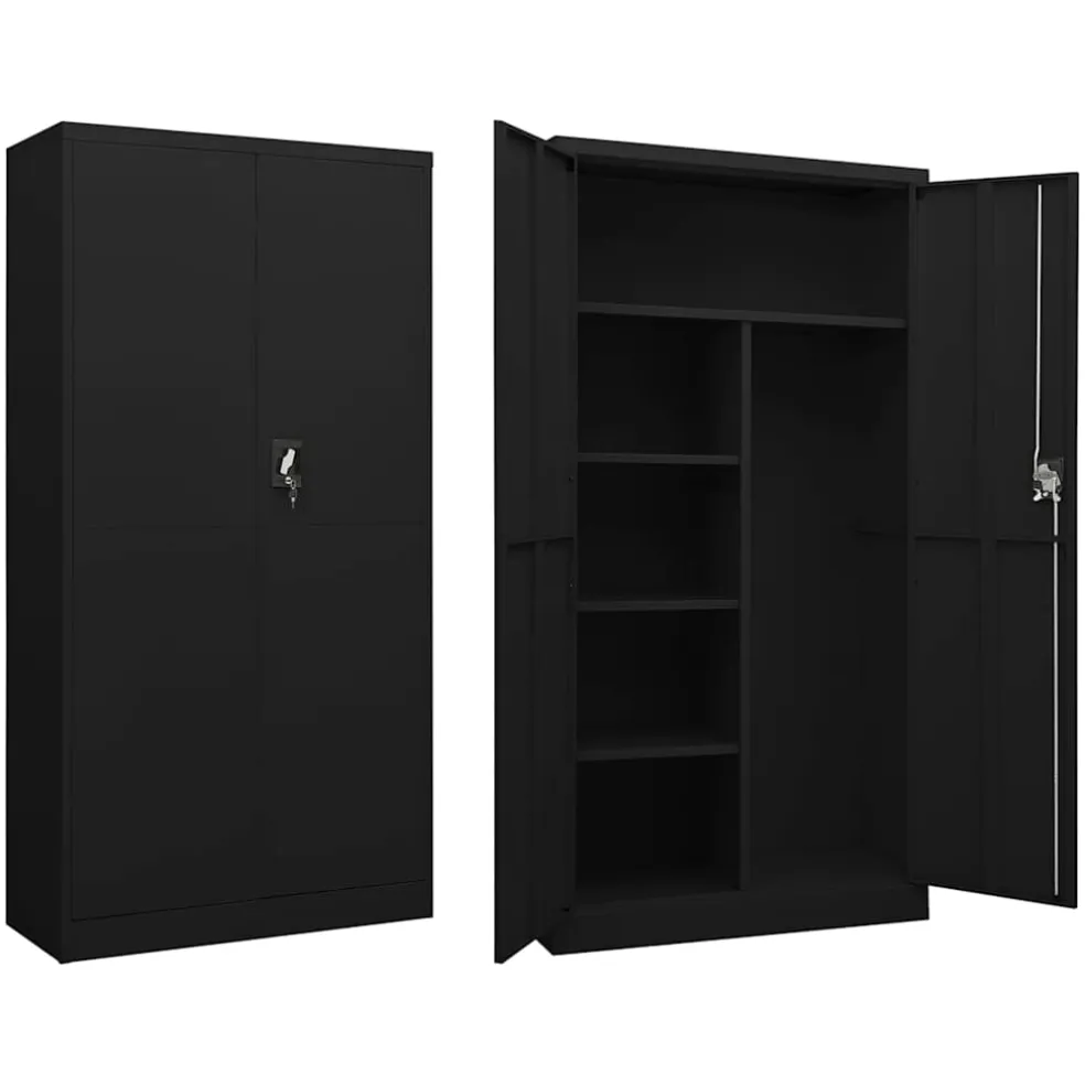 vidaXL Lockerkast 90x40x180 cm staal zwart