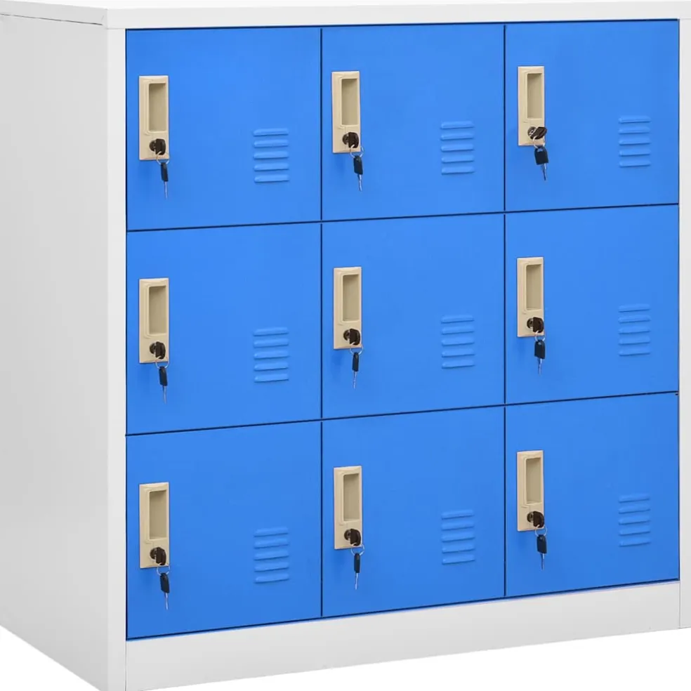 vidaXL Lockerkast 90x45x92,5 cm staal lichtgrijs en blauw