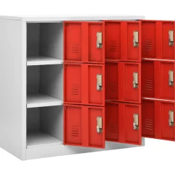 vidaXL Lockerkast 90x45x92,5 cm staal lichtgrijs en rood