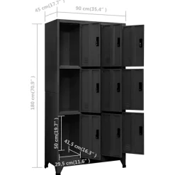 vidaXL Lockerkast 90x45x180 cm staal antracietkleurig