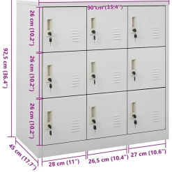 vidaXL Lockerkast 90x45x92,5 cm staal lichtgrijs