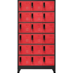 vidaXL Lockerkast 90x40x180 cm staal antracietkleurig en rood