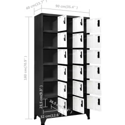 vidaXL Lockerkast 90x40x180 cm staal antracietkleurig en wit