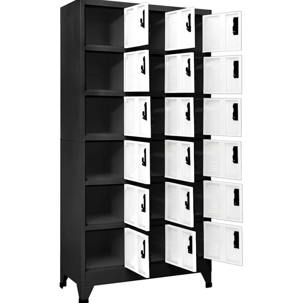vidaXL Lockerkast 90x40x180 cm staal antracietkleurig en wit
