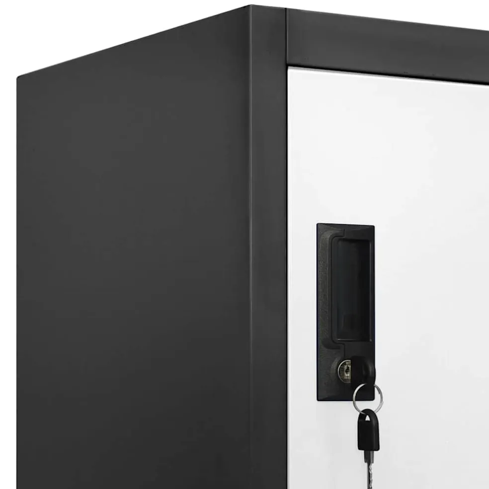vidaXL Lockerkast 90x40x180 cm staal antracietkleurig en wit