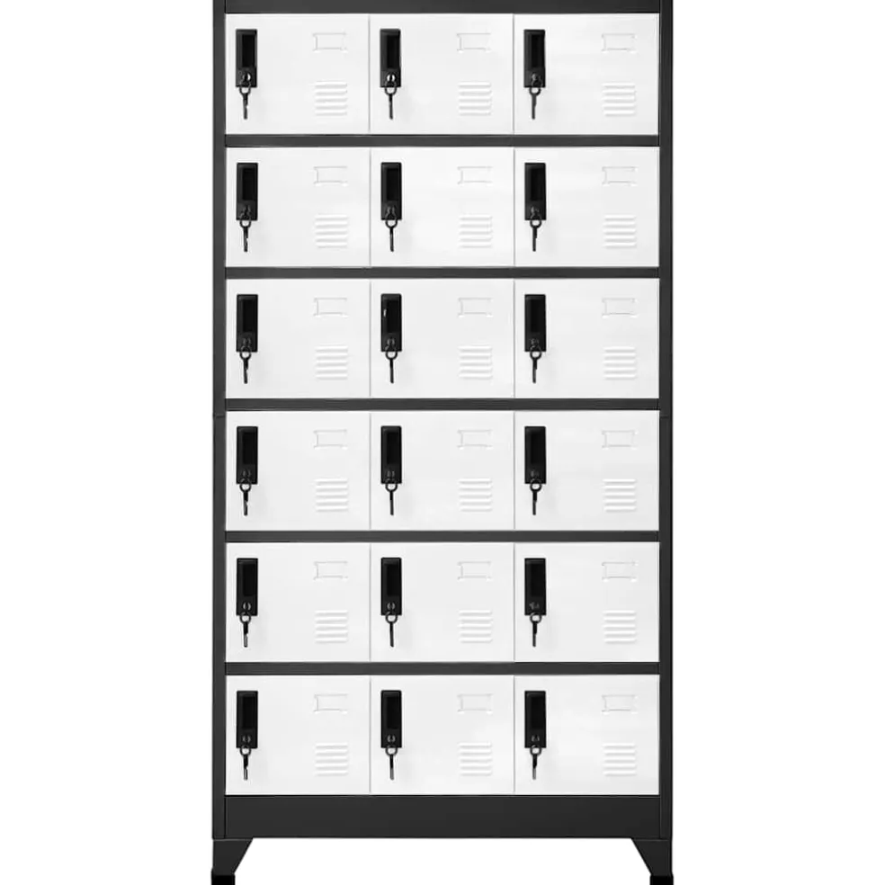 vidaXL Lockerkast 90x40x180 cm staal antracietkleurig en wit