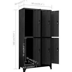 vidaXL Lockerkast 90x45x180 cm staal antracietkleurig