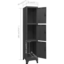 vidaXL Lockerkast 38x45x180 cm staal antracietkleurig