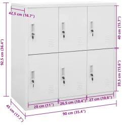 vidaXL Lockerkast 90x45x92,5 cm staal lichtgrijs