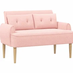 vidaXL Loungebank met knopencomfort Roze 117 x 67 x 77 cm Bouclé
